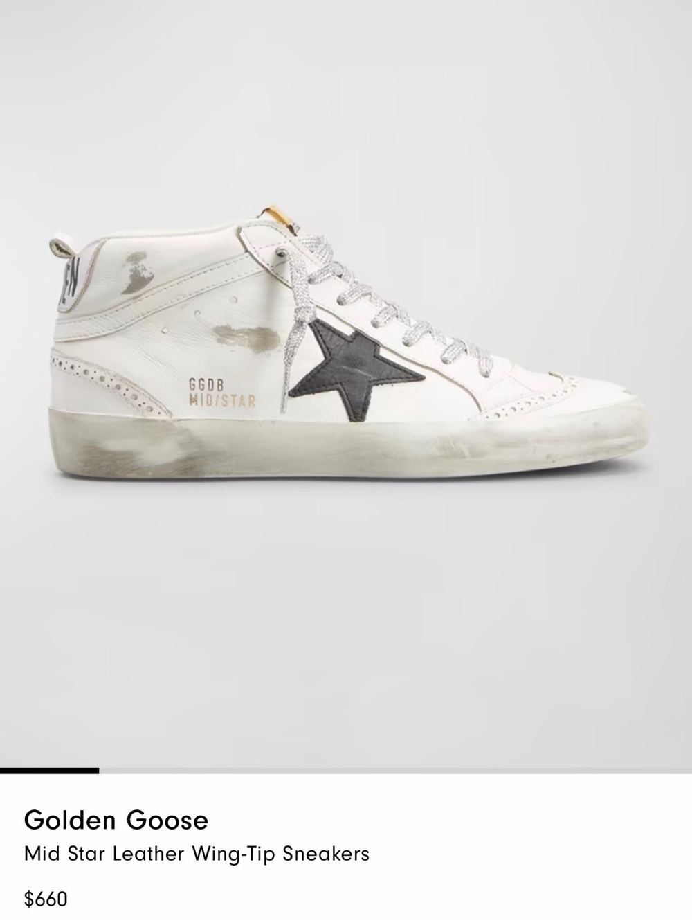 GG Mid Star Leather Wingtip Sneakers (Sz: 37)